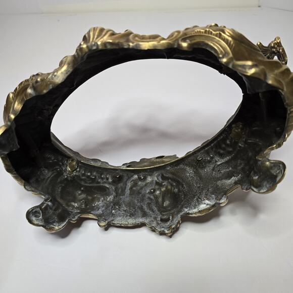 Vintage Brass Italian Style Rococo Jardiniere Planter w/ Insert - 11.75" Long - Picture 4 of 5